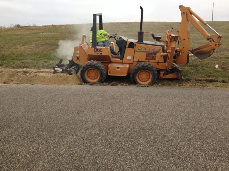 Case 860 turbo trencher at work